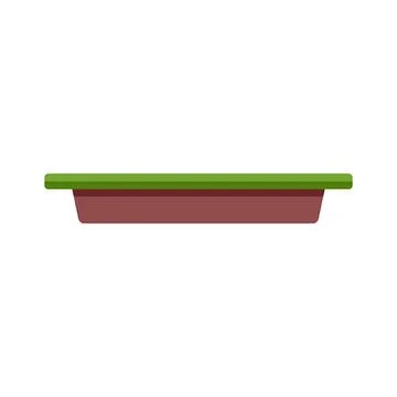 Minimal flat design of isolated grass and soil block illustration Stock Illustration