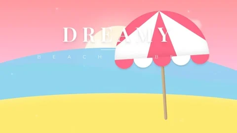Minimal flat design summer beach umbrella illustration vector background el.. 库存影片 336889321