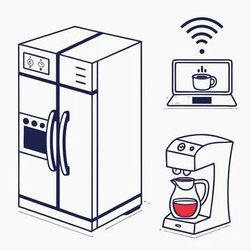Minimal Flat Icons: Smart Kitchen Devices Stock Illustration