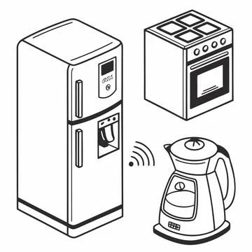 Minimal Flat Icons: Smart Kitchen Gadgets Stock Illustration