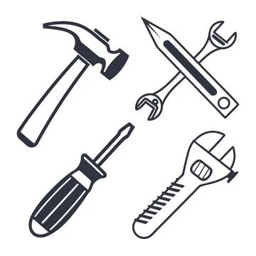 Minimal Flat Icons: Tools and Hardware Stock Illustration