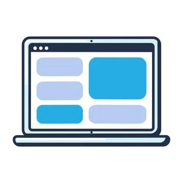 Minimal flat laptop interface icon with simple geometric design Illustration