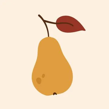 Minimal flat pear illustration on beige background Stock Illustration