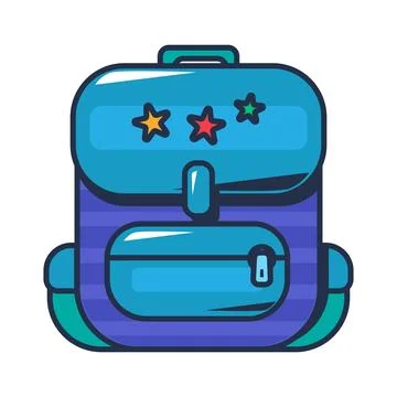 Minimal flat school backpack icon with simple geometric design Stock Illustration