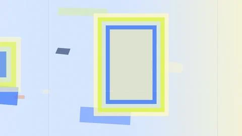 Minimal flat vector composition of overlapping picture frames and blocks in.. Illustrazione stock
