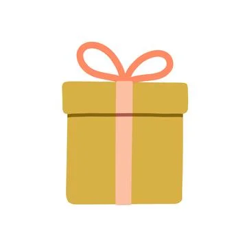 Minimal flat vector gift box with ribbon in soft pastel colors. Perfect for Stock Illustration