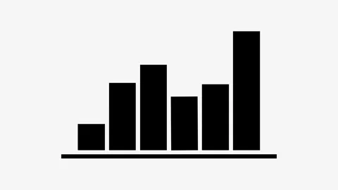 Minimal flat vector illustration of horizontal bar chart, clean thin black l Stock Footage 320998797