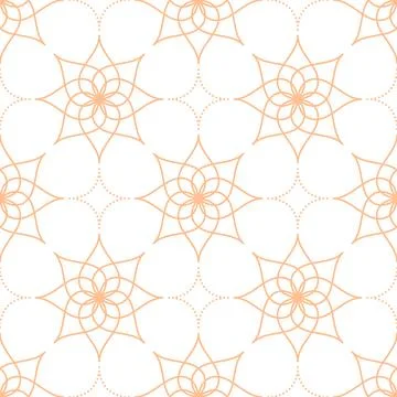 Minimal Floral Line Seamless Pattern in Orange Stock Illustration