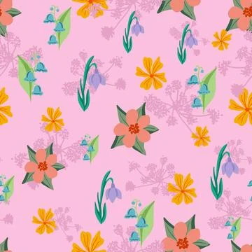 Minimal floral pattern design vector repeat illustration Stock Illustration