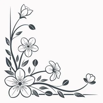 Minimal Flower Corner Border Icon Stock Illustration