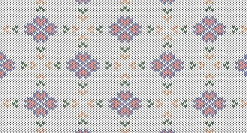 Minimal flower knitted pattern, Festive Sweater Design. Seamless Knitted Pa.. Stock Illustration