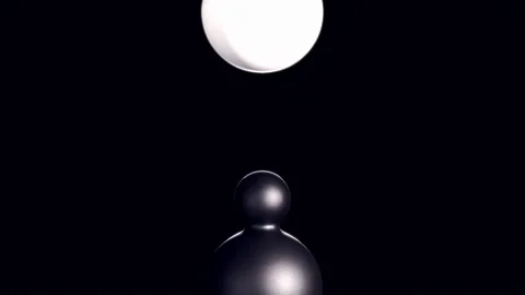 Minimal fluid loop with bouncing sphere between black and white orbs, symbolic Stock Footage 316225017