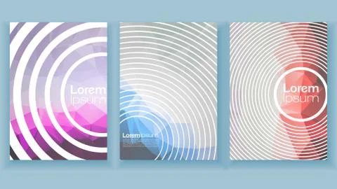 Minimal Flyer Covers Circular Pattern on Geometric Background - Vector Illust Stock Illustration