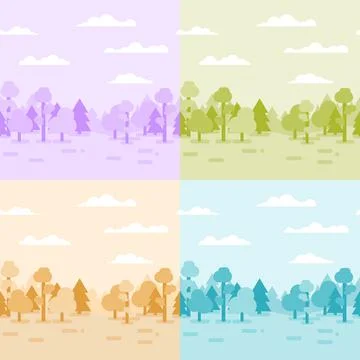 Minimal forest cartoon background Stock Illustration