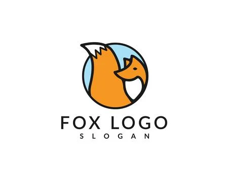 Minimal Fox Logo with Circle vector and editable	 Illustrazione stock