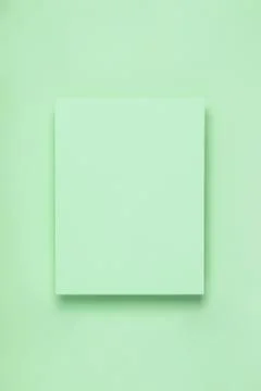 Minimal frame geometric composition mock up. Blank sheet of green paper on green Stock Photos