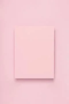 Minimal frame geometric composition mock up. Blank sheet of pink paper postcard Stock Photos