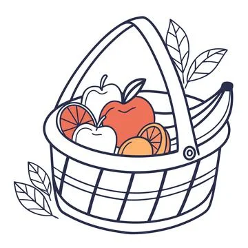 Minimal Fruit Basket Icon Vector on White Background Stock Illustration
