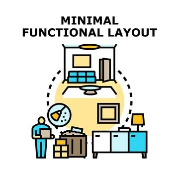 Minimal functional layout concept creating organized living space Stock Illustration