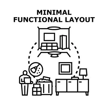 Minimal functional layout concept creating organized living space Stock Illustration