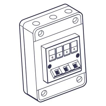Minimal Fuse Box Panel Outline Graphic Stock Illustration