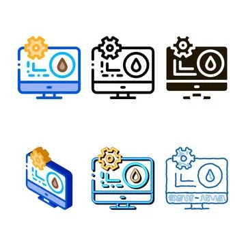 Minimal gas consumption settings via computer icon vector outline Stock Illustration