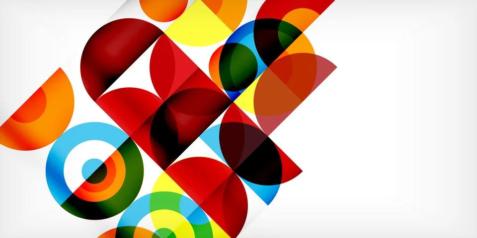 Minimal geometric abstract background. Circle square and triangle design. Trendy Stock Illustration