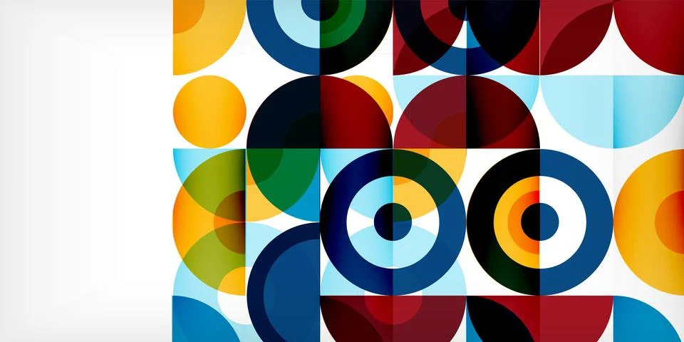 Minimal geometric abstract background. Circle square and triangle design. Trendy Stock Illustration