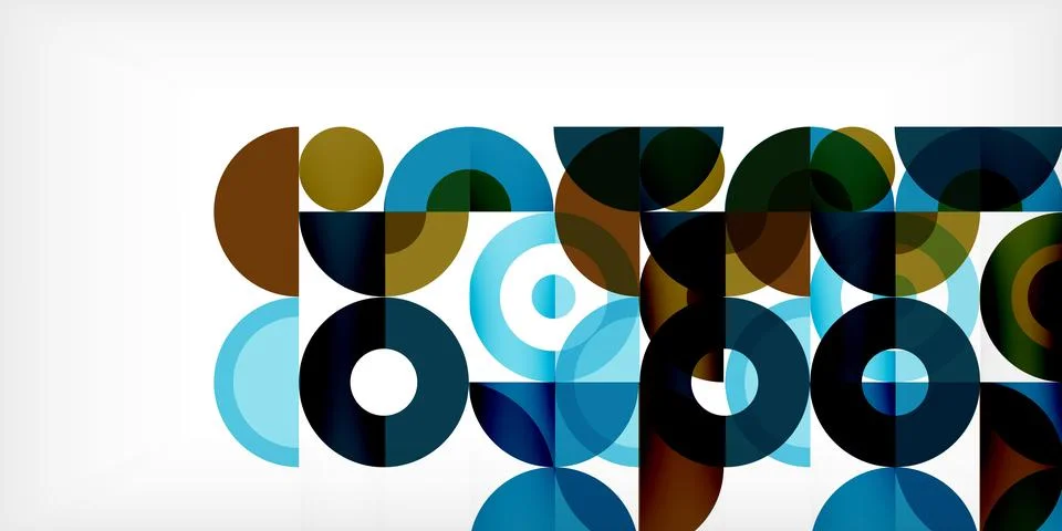 Minimal geometric abstract background. Circle square and triangle design. Trendy Stock Illustration