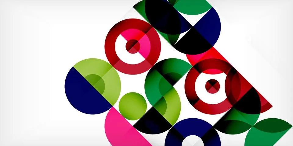 Minimal geometric abstract background. Circle square and triangle design. Trendy Stock Illustration