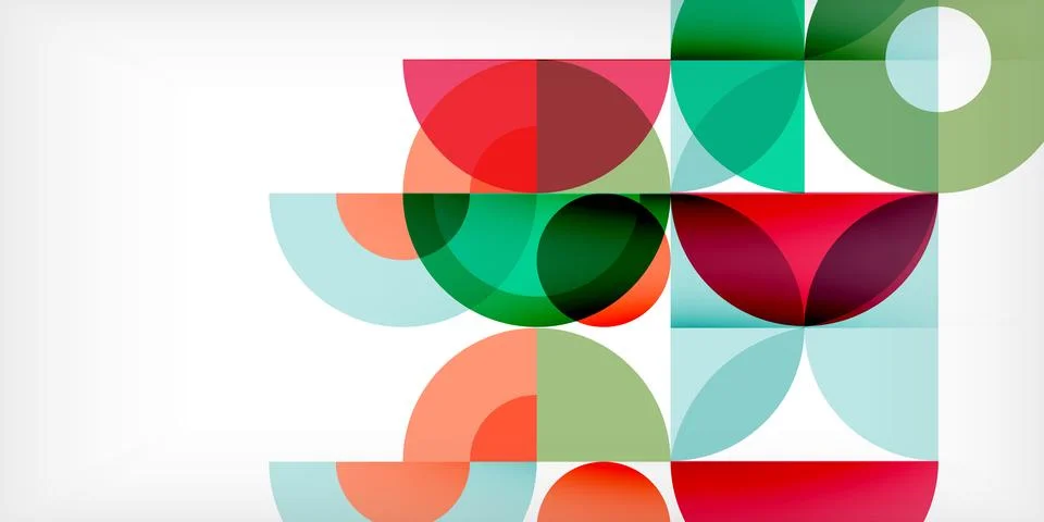 Minimal geometric abstract background. Circle square and triangle design. Trendy Stock Illustration