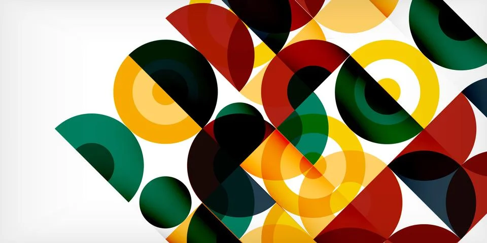 Minimal geometric abstract background. Circle square and triangle design. Trendy Stock Illustration