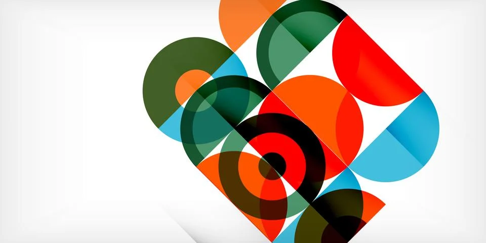 Minimal geometric abstract background. Circle square and triangle design. Trendy Illustrazione stock