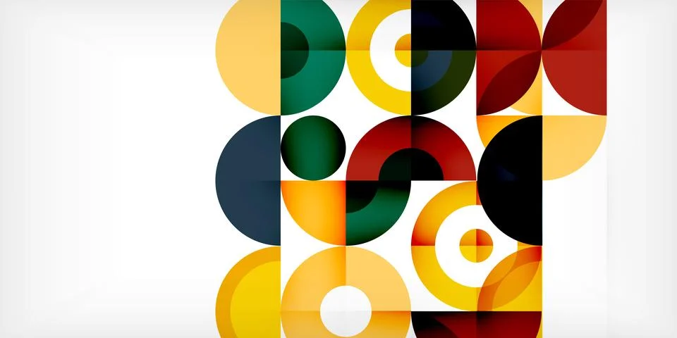 Minimal geometric abstract background. Circle square and triangle design. Trendy Illustrazione stock