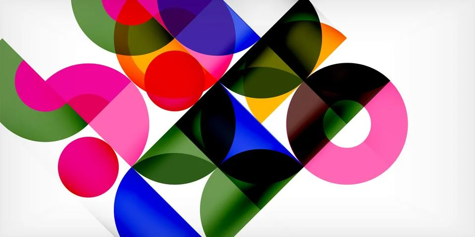 Minimal geometric abstract background. Circle square and triangle design. Trendy Stock Illustration