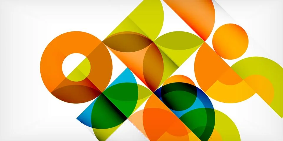 Minimal geometric abstract background. Circle square and triangle design. Trendy Stock Illustration