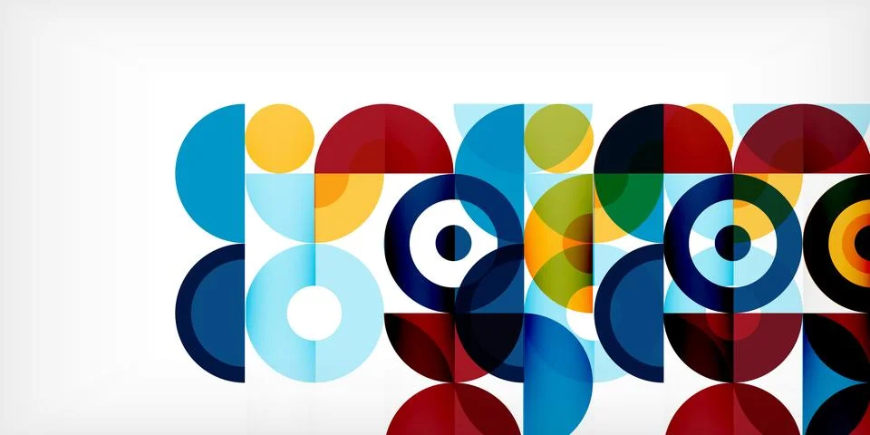 Minimal geometric abstract background. Circle square and triangle design. Trendy Stock Illustration