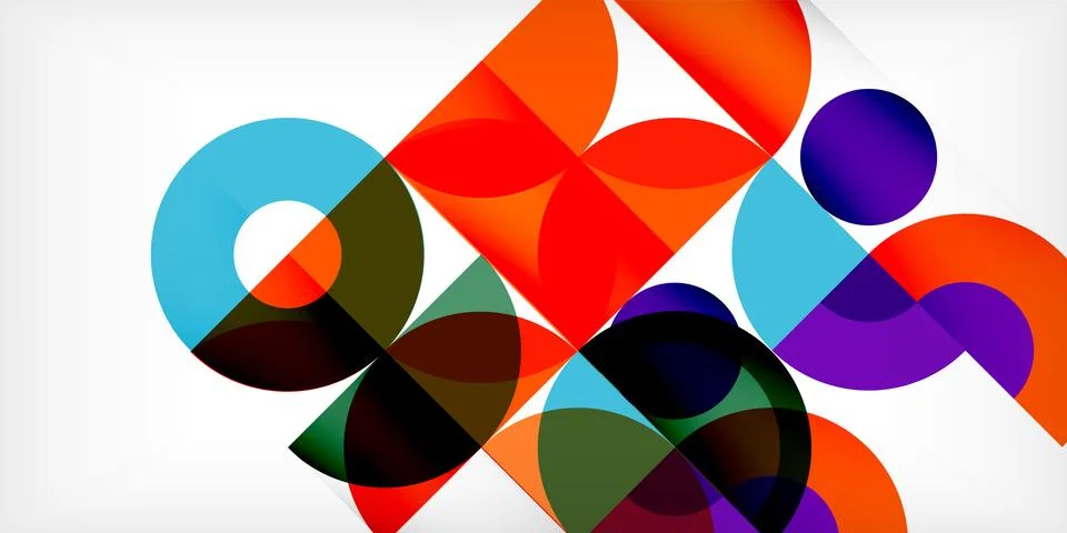 Minimal geometric abstract background. Circle square and triangle design. Trendy Stock Illustration