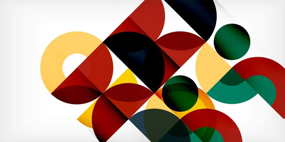 Minimal geometric abstract background. Circle square and triangle design. Trendy Illustrazione stock