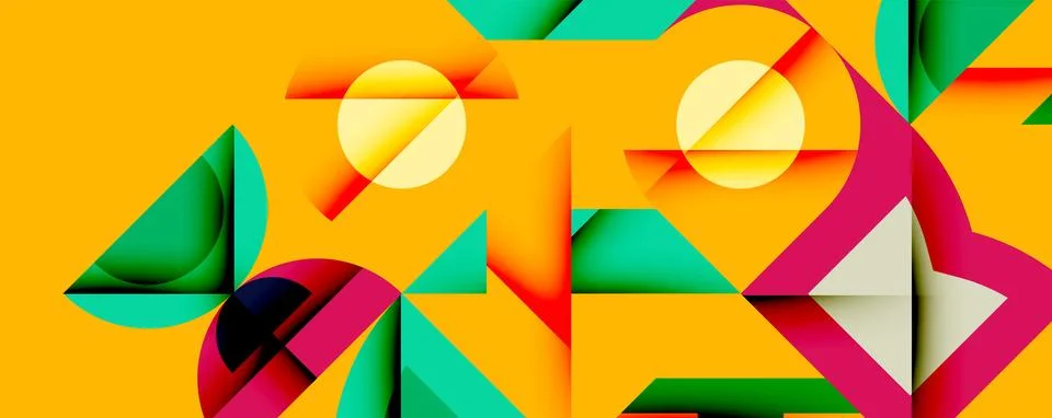 Minimal geometric abstract background. Circle square and triangle design Illustrazione stock