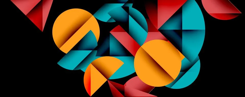 Minimal geometric abstract background. Circle square and triangle design Illustrazione stock