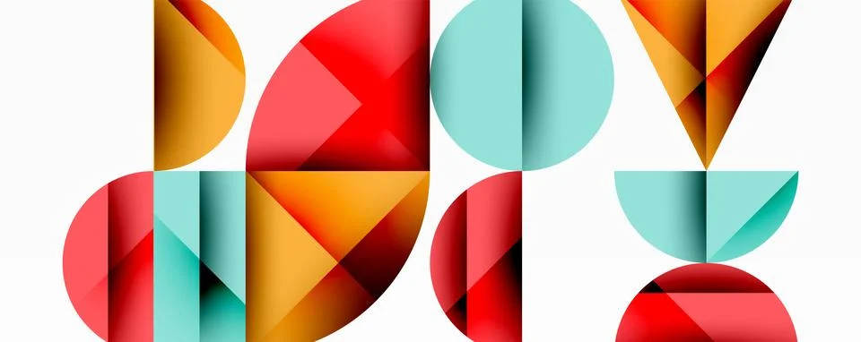 Minimal geometric abstract background. Circle square and triangle design Illustrazione stock