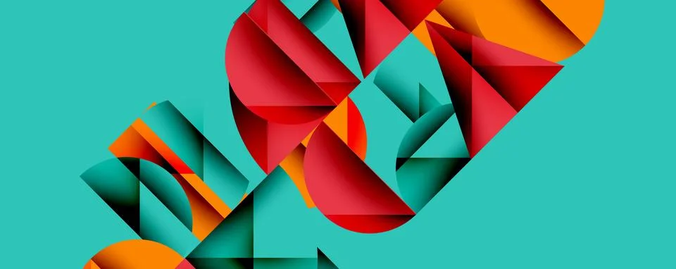 Minimal geometric abstract background. Circle square and triangle design Stock Illustration