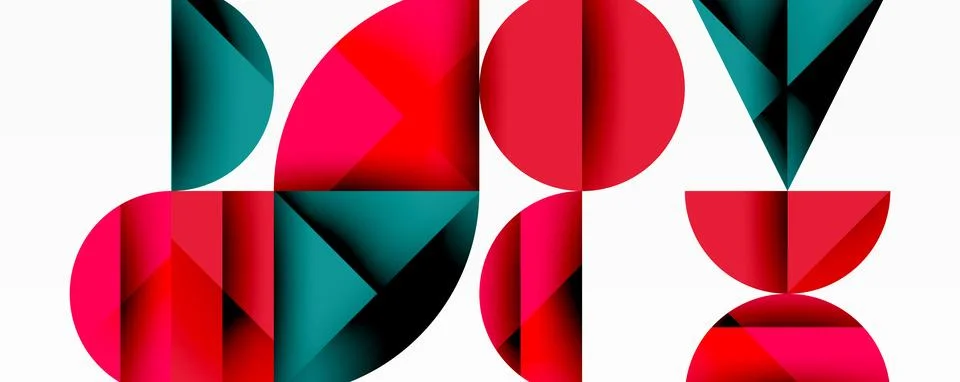 Minimal geometric abstract background. Circle square and triangle design Illustrazione stock