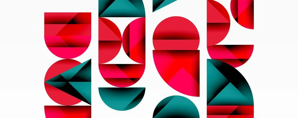 Minimal geometric abstract background. Circle square and triangle design Illustrazione stock
