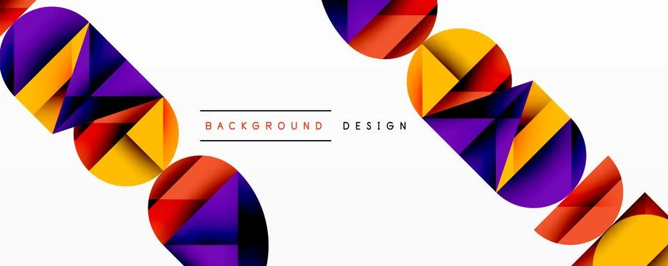 Minimal geometric abstract background. Circle square and triangle design Illustrazione stock