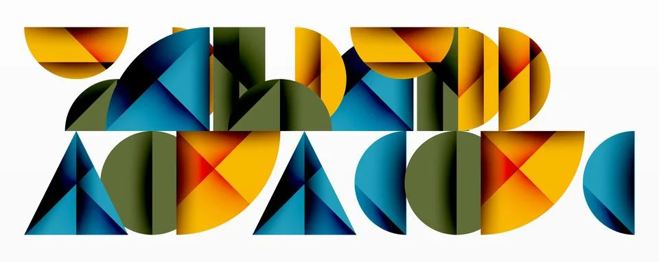 Minimal geometric abstract background. Circle square and triangle design Illustrazione stock