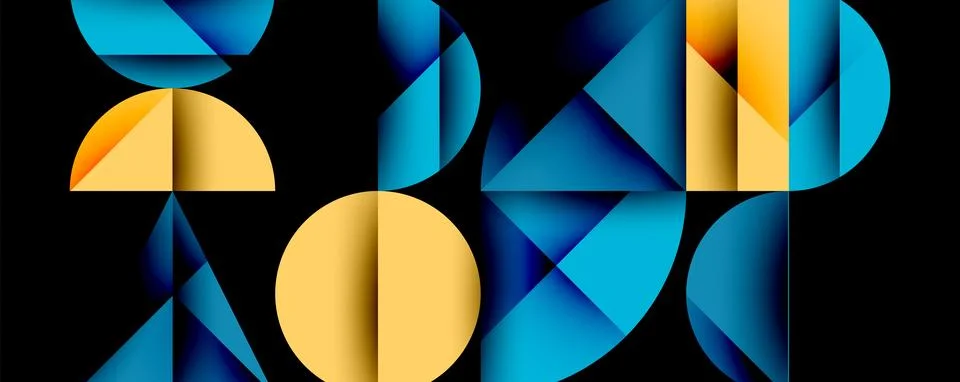 Minimal geometric abstract background. Circle square and triangle design Illustrazione stock