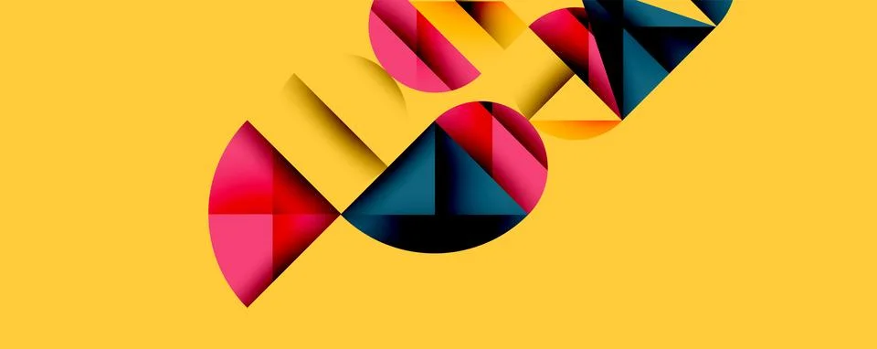 Minimal geometric abstract background. Circle square and triangle design Illustrazione stock