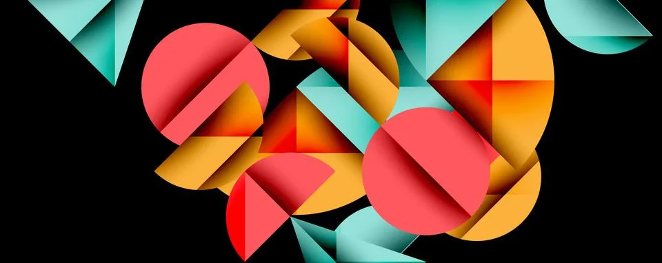 Minimal geometric abstract background. Circle square and triangle design Illustrazione stock